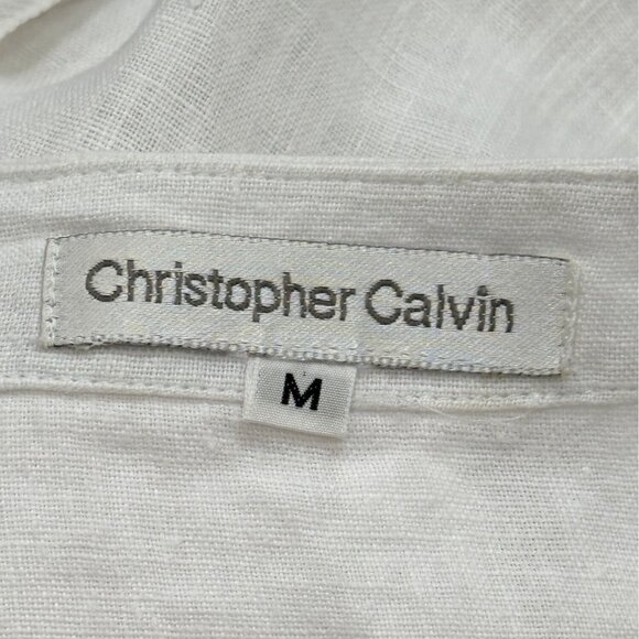 Christopher Calvin White Linen Asymmetrical Hem Top Womens Size M - Picture 4 of 8